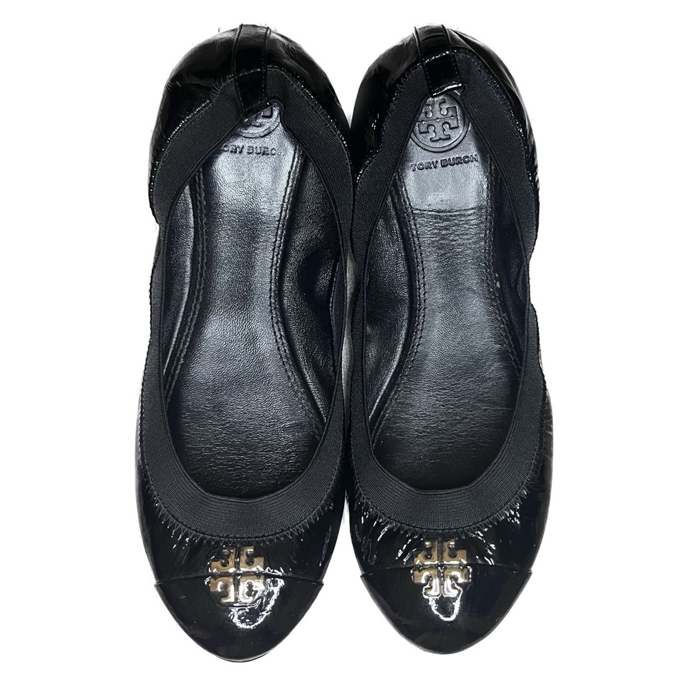 Tory Burch | Black Leather Elastic Ballet Flats